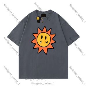 Mens Drawdrew Tshirts Men Designer Smiley Sun Playing Draw Shirt Cards Tee Graphic Printing Tshirt Summer Trend Drew Short Sleeve Casual Shirts 2749