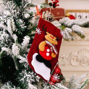 Christmas Stockings Santa Claus Sock Gift Bags Kids Candy Bag Snowman Deer Pocket Xmas Tree Hanging Ornament New Year 2024