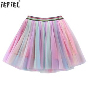 Skirts Baby Girls Colorful Clothes Stylish Rainbow Color Elastic Waistband Tutu Mesh Skirt Clothing for Children Daily Outdoor Wear Y240522