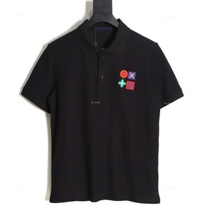 男性のためのデザイナーTシャツ高品質のルイーズビューション24SSラップ漫画のフィギュアジャックラウンドネックニット半袖サイズS-XLウェイトコットン刺繍ポロ17
