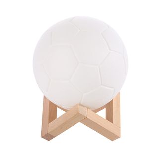 Creative football shaped bedroom bedside ornament light solid wood base without plug in football moon light small night light
