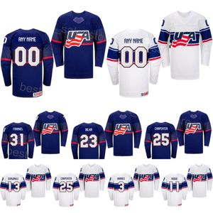 USA Hockey 29 Brock Nelson Jerseys 22 Cole Caufield 85 Jake Sanderson 39 Alex Nedeljkovic 72 Alex Vlasic 7 Brady Tkachuk 2024 IIHF World Championship National Team