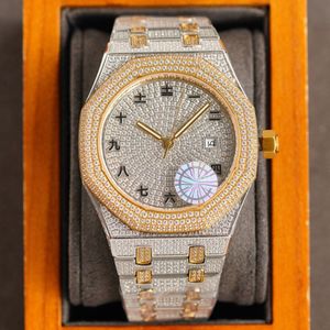 Orologio da uomo a diamante completo orologi meccanici automatici 40mm Sapphire impermeabile di moda da polso orologio da polso Montre de luxe regali 269y