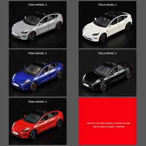 Diecast Model Cars 1 24 Tesla Model 3 Model Y Сплав сплав модель Diecasts Металлические автомобили Car Model Model Collection Звук и Light Kids Dired