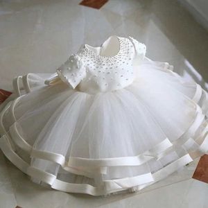 Christening dresses Newborn Baby Shower Dress Celebrates First Birthday Baby TUTU Dress Beaded Tulle Baby Girl Party Dress Q240521