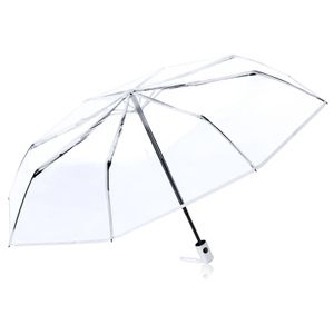 Hela automatiska tredubbla transparent paraplyen klar vikning öppen och nära reseparaplyer för regn 240514