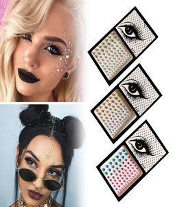 Kristall Tattoo Aufkleber Glitzer Eyeliner Augenbrauen Make -up Gesichtsaugen Diamant temporäre Tattoos Rock Strass 3d Eyeliner Aufkleber2331678