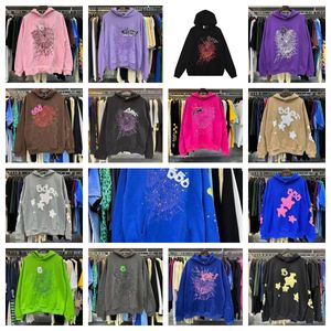 Designer flauschige Hoodies Young Thug Männer Frauen Hoodie hochwertige Schaumdruckspinnen-Web-Grafik Pink Sweatshirts Y2K Pullovers S-2xl Designer Hoody Tracksuit A1