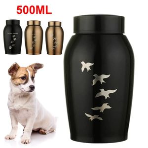 Gold/Black Stainless steel Urns Pets Dog Cat Birds Mouse Cremation Ashes Urn Keepsake Casket Columbarium Pets Memorials Dropship 240516