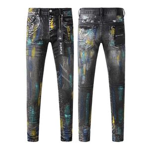 Jeans viola jeans vernice color americano graffiti nero