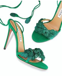Eleganta märken Kvinnor Galactic Flower Sandals Shoes Aquazzuras High Heels Lady Pumps Ankel Strappy Dress Bridal Weddal Sandalias EU35-432614630