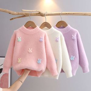 Детская одежда Пуловой свитер девушки для девушек модные кроличьи уютные вязаные топы для девочки Bab