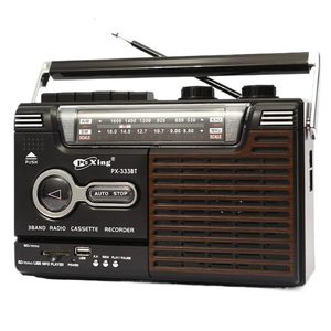 Portable Vintage Retro USB AMFMSW Multiband Radio Stereo Wireless Bluetooth Boombox Mp3 Audio Cassette Tape Player Recorder 240506