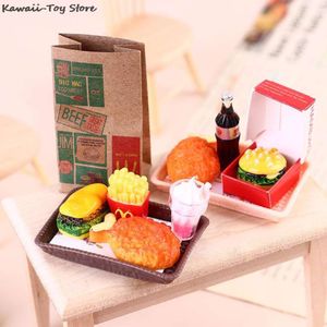 Mini 1/6 Miniature Dollhouse Hamburger Coke Cup Fast Food For Blyth S Doll House Play Kitchen Ice Accessories Toy