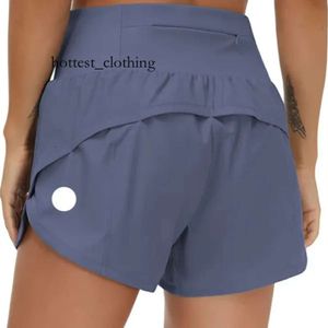 LULULEMO Speed ​​U Up High Rise Fodined Short Midje Sport Shorts Women s Set Quick Torking Loose Cloning Cloth Zipper Pocket 4743
