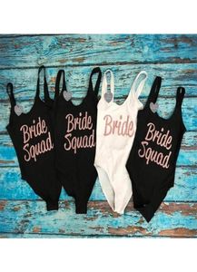 Bachelorette Party Bride Squad One Piece Swimsuit Honeymoonwear Dimwear Wedding Presente de Honra Beach Bathing Suit Drop Y2003230