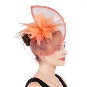 Cabeças de cabeça Mulheres formais Casamento Chuch Hat Bride Mariage Chapeau Party Ocasião Derby Fascinator Sinamay com Acessório da Faixa da cabeça