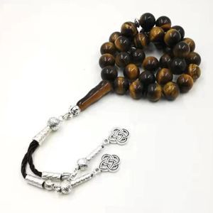 Natural Tiger eye stone tasbih Muslim man misbaha prayer beads bracelet 33 45 51 66 99 100beads Arabic fashion Rosary 240522