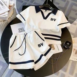 Summer Children Clothes Set V Neck Tshirts and Shorts 2 Pieces Suit Teenage Girls Short Sleeve Top Bottom Tracksuit L2405