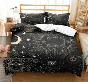 Bedding sets Black Sun Moon Star Set Bohemian Totem Line Duvet Cover cases Bedlinen Adults Bedclothes Twin Full Queen King Size H240521 5UBO