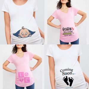 Yakında annelik üstleri yükleme hamilelik tişört kadın hamile kıyafetler bebek gemideki bebek
