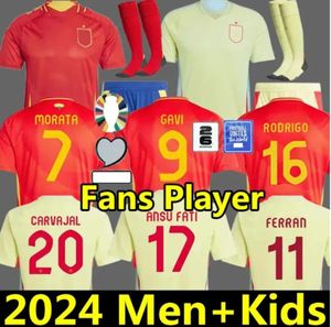 S-4XL 2024 إسبانيا لكرة القدم قمصان 24 25 Pedri Morata Ferran Koke Gavi Lamine Yamal Player Toving Football Men Kits Kits Llorente Ansu Fati Carvajal Olmo Espana