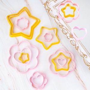 Heart-shaped/star/flower Polymer Clay Cutter Set Geometric Plastic Mold DIY Soft Pottery Cookie Fondant Cake Modeling Clay Tools