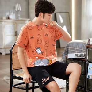 Cartoon Herren Nachtwäsche Sommer Bequeme Nachtwäsche Schlaf Tops Shorts 2 Stück Pijamas Set Mann Leisure Homewear Männliches Dropship 240522