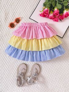 Skirts New summer product suitable for girls multi colored casual and cute multi-layer skiing suitable for cake skiing for small and medium-sized children Y240522