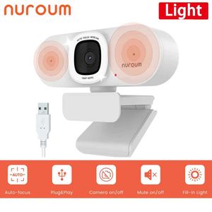 Webcams NUROUM V15-AFL 2K Full HD Network Camera Automatic Focusing Ring Light Network Camera Suitable for PCs and Laptops J240518