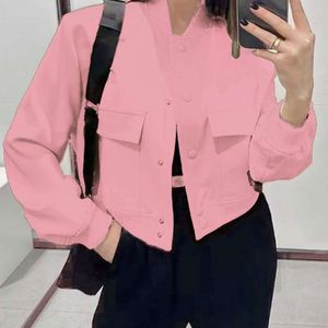 新しい春の女性の気質ファッションポケットソリッドカラージャケットオリド