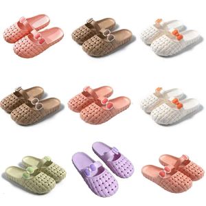 Produkt Nya sommar tofflor Designer för kvinnor Green White Pink Orange Baotou Bottom Bow Slipper Sandaler Fashion-019 Womens Flat Slides Gai Outdoo 314 S