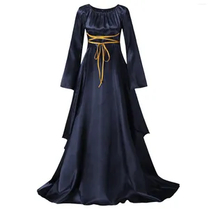 Lässige Kleider Gothic Accessoires Maxi Kleid für Frauen mittelalterlich Retro Patry Kleid Langarm Schnürung Cosplay Abendparty Vestido