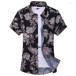 Mäns avslappnade skjortor sommar Hawaiian Floral Mens Holiday Beach Korean Plus Big Size Office Retro Shirt Party Sale Kina-importerade klädsel