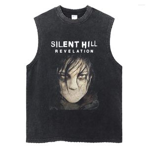 Men's Tank Tops Washed Cotton Top Punk Game Silent Hill Harajuku Summer Street Clothing Gym Sleeveless T-shirt
