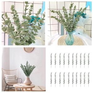 Flores decorativas 20pcs folhas artificiais caules de decoração de vegetação faux ramos real para vaso de arranjo floral buquês de casamento