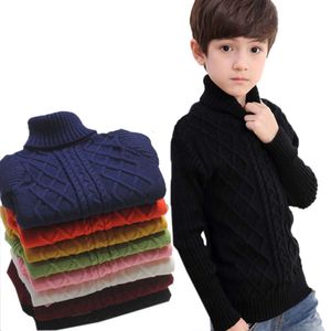 Barn baby pojkar flickor turtleneck tröja randkorsna stickkläder höst vinter unisex varm botten stickad pullover 2-14t l2405