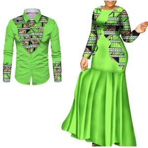 Африканская одежда для пары африканской одежды для влюбленных мужских женских длинных вечеринок Макси платье Wyq 240521