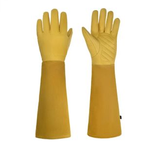 2Pcs Leather Breathable Gauntlet Gloves Rose Pruning Long Sleeve Gloves for Men and Women Best Gardening Glove Garden Gifts