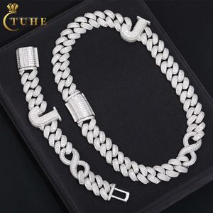 25Mm Buguette Moissanite Cuban Link Chain With Letter J Personalized Custom Hip Hop Jewelry S Sier Iced Out Rapper Fashion