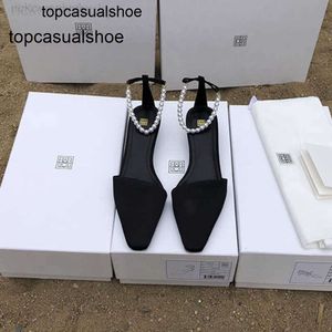 Toteme yeni 2023 ayakkabı yaz sandalet moda ipek kedi topuk tek ayakkabı tek satır inci kemer ince topuk sandalet kadın bayanlar seksi terlik tokası 1jhf
