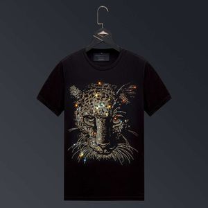 2024 Hot Diamond Money Leopard Lopar z krótkim rękawem T-shirt Męs