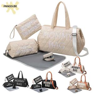 Sacos de fraldas Pangdube 5 peças/set gestas bolsa de mamãe saco de bebê saco de dormir à prova d'água Bolsa de fraldas de fraldas de grande capacidade BACO DE PARTILHO DO BACK D240522