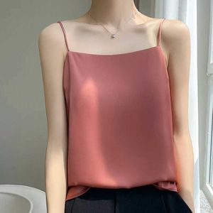 Kvinnors tankar Camis Casual Womens Camis Top Solid Spring/Summer Top Sexy Bottom Vest Top Office Womens Top 2024 Fashionable Korean Camis Vest Top D240521