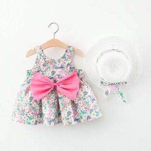 Vest Dresses Two Piece Cute Sleeveless Tops First Birthday Dress Girls Clothes Trendy Fashion New Style Printing Skirt