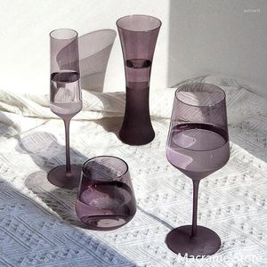 Wine Glasses Light Luxury Purple Frosted Crystal Glass Goblet Red Champagne Household Water