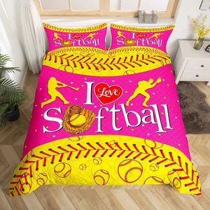 Bedding sets Watercolor Cartoon Basketball Print Set Duvet Cover for Kid Teen Boys Sports Quilt with 2 casesFull Size H240521 3D1U