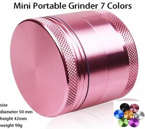 Pembe renkli kızlar 4 seviyeli alüminyum ot öğütücü tütün duman kırıcı el muller fredder mini 50mm yüksek kalite2546576