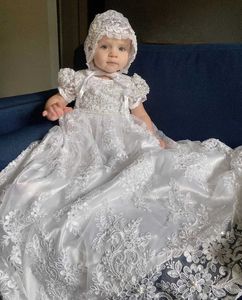 Chrzestna sukienki koronkowe dziecko z krótkim rękawem sukienka chrześcijańska Pierwsza komunia Dziecko i maluch dziewczyna prysznic Q240521