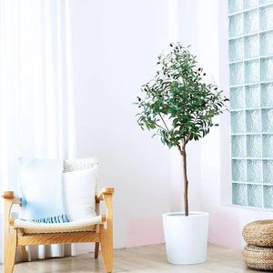 Decorative Flowers 120-180cm Tropical Artificial Olive Tree Plants Fake Branch Leaves Topiary Silk Faux Plant For Home Shop Office Decor